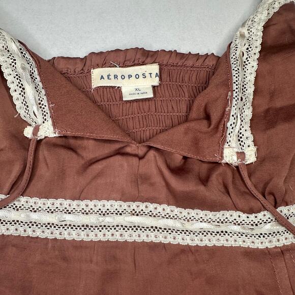 XL Aeropostale Coquette lace Y2K 90s Lorelai Gilmore Crop Top blush Satin - Picture 5 of 15